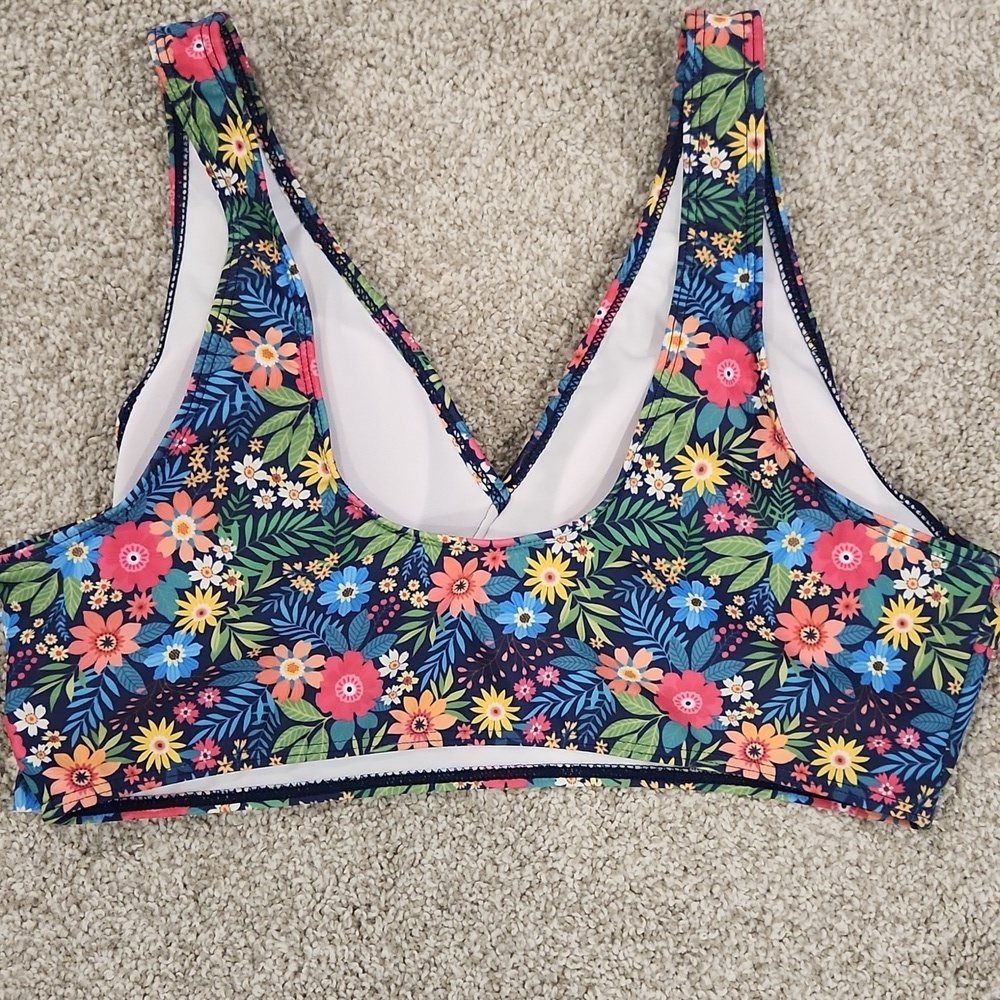 Floral Print Ruffle Swim Top - Picture 3 of 4